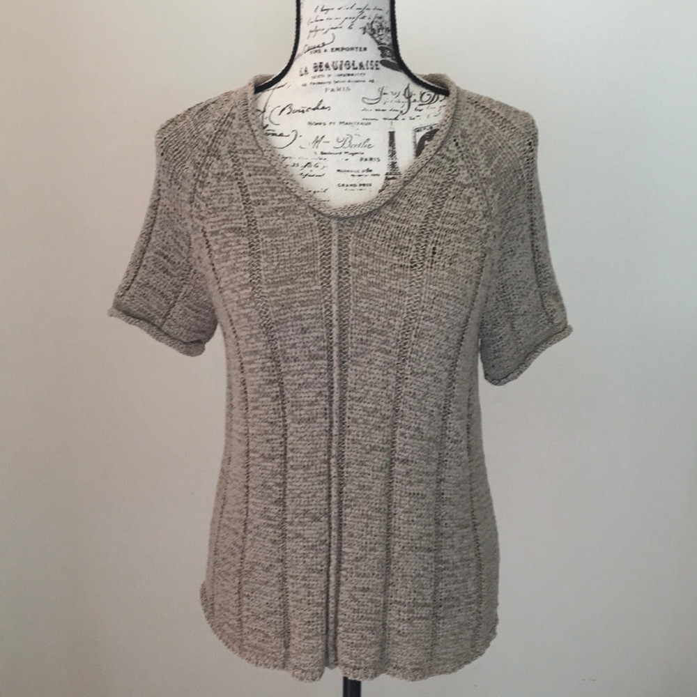 Petite Lg Cotton Blend Short Sleeved Sweater